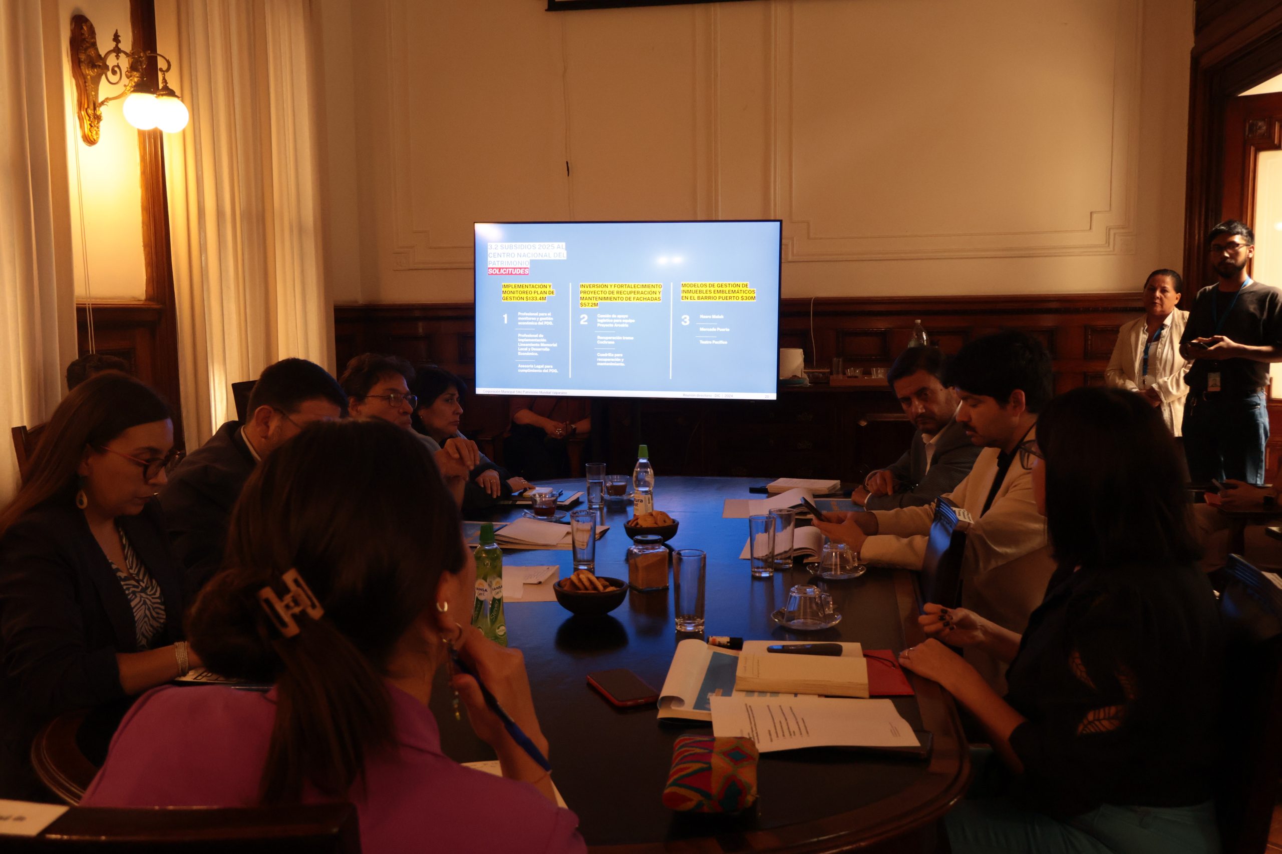 Macarena Carroza, directora ejecutiva, haciendo presentación al directorio.